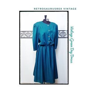 𝅺vintage Green Rockabilly Secretary Day Dress 14/16